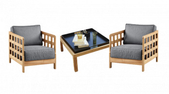 Square Lounge Chairs and Coffee Table Set