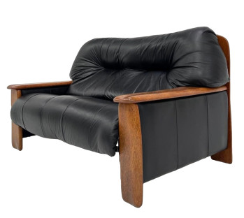 Black Leather 2-Seat Sofa