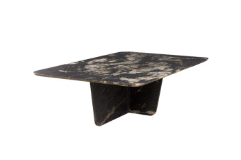 Bespoke Cosmic Gold Leathered Marble Coffee Table