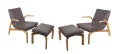 Set of 2 Pasmore Woven Leather Armchair with Matching Footstool