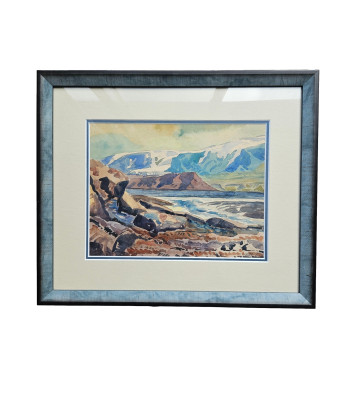 Icelandic Mountains Midcentury Watercolour