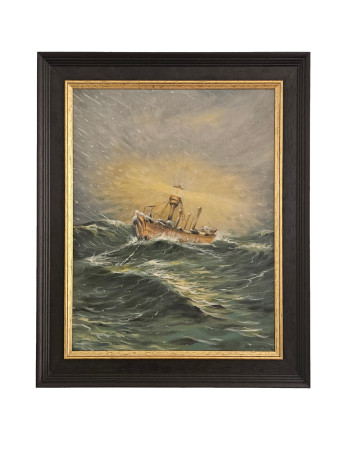 Through the Storm - Vintage Swedish Oil Painting