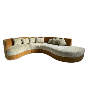 Curved Patterned Mustard Sofa