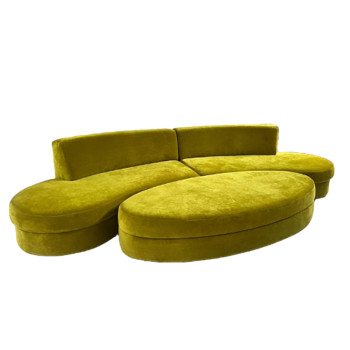 Two Piece Curved Modular Sofa and Ottoman