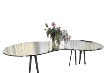 Kidney Shaped Mirrored Perspex Table
