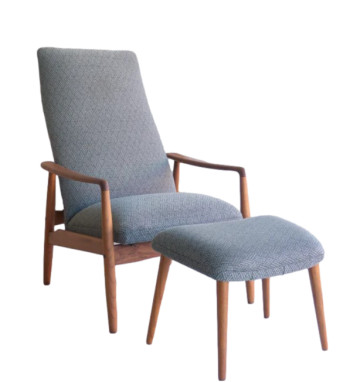 Danish Lounge Chair and Ottoman by Soren Ladefoged