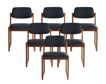 Set of Six Mid Century Dining Chairs