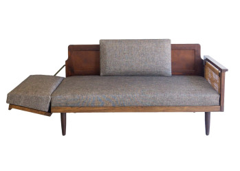 Wood and Rattan Daybed by Illum Wikkelso for N Eilersen