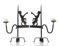 Pair of French Wrought Iron Candlestick Holders