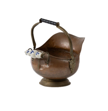 Unique French Copper Vessel With Ceramic Handle