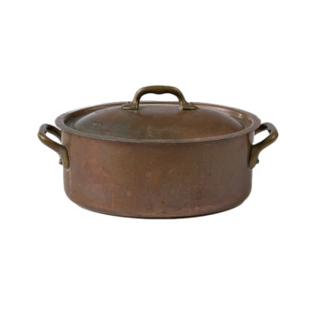 French Copper Oval Shaped Pot With Lid