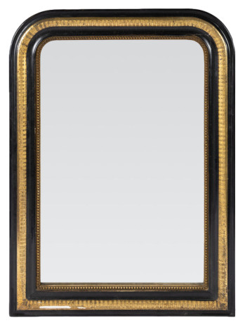 French Saloon Mirror With Gold And Black Frame