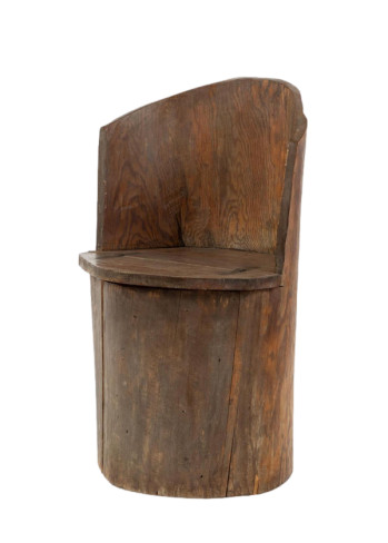 1950s French Pine Trunk Hall Seat