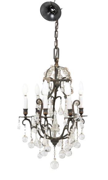 Six Light French Brass Chandelier