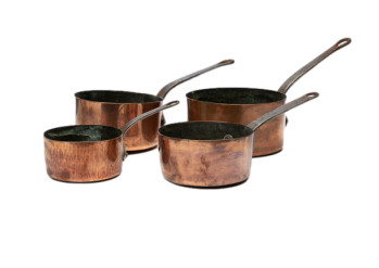 Set Of 4 Graduated French Copper Saucepans