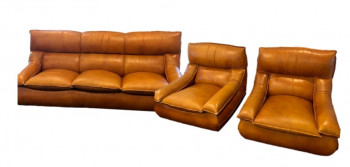 Vintage Italian Leather 3-Piece Sofa Set