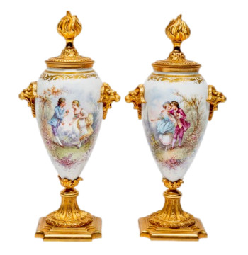 Rare Pair of 19th Century French Candelabra Vases