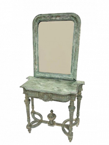 19th Century French Painted Console Table and Mirror