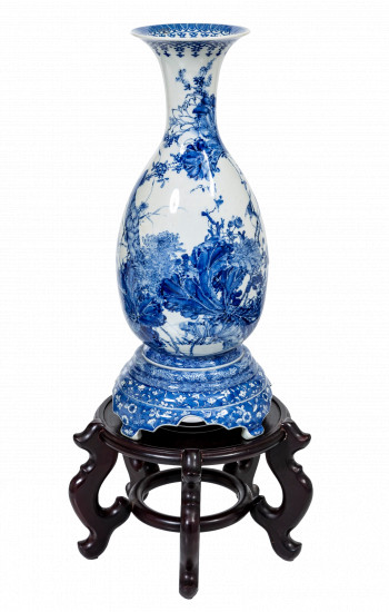 Meiji Period Japanese Vase Blue and White Porcelain