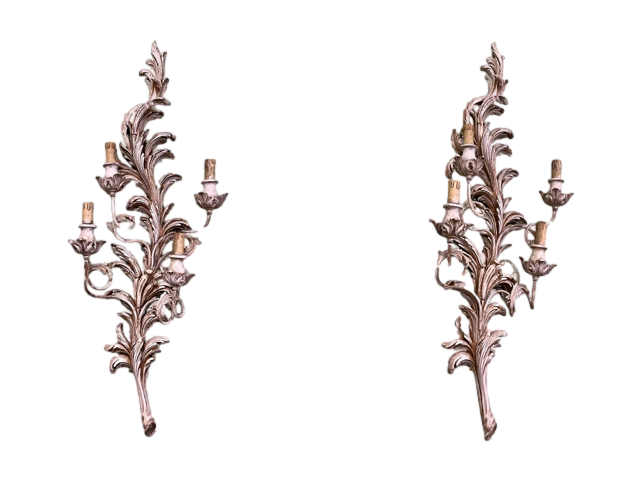 A Pair of Italian Carved Wall Lights