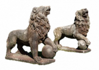 Pair of Stone Lion Statues