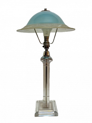 Perspex Table Lamp With Turquoise Glass Shade