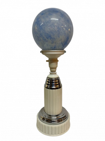Mottled Blue Bakelite and Chrome Table Lamp