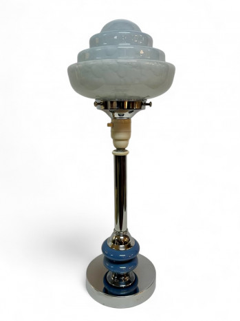 Chrome and Pale Blue Bakelite Table Lamp
