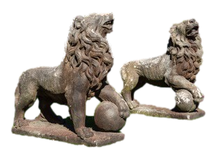 Pair of Stone Lion Statues