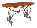 French Wrought Iron and Mahogany Oval Table