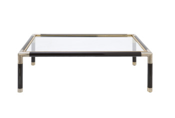 Vintage Italian Brass and Enamel Glass Coffee Table