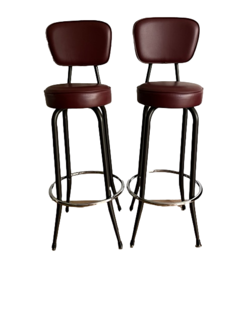 A Pair of French Leather Bar Stools