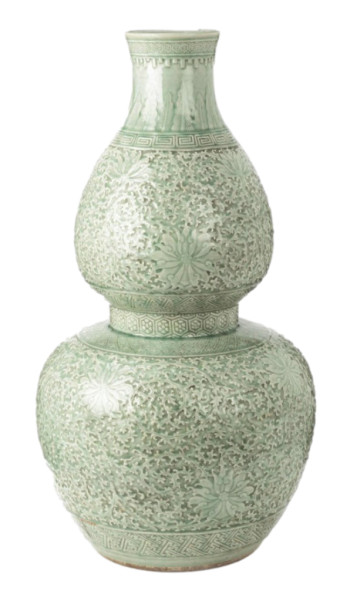 Large Chinese Celadon Double Gourd Vase