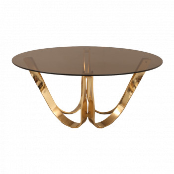 Roger Sprunger Glass and Brass Round Coffee Table