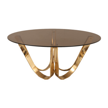 Roger Sprunger Glass and Brass Round Coffee Table
