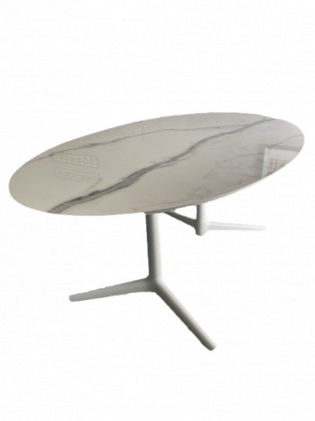 Multiplo XL White Marble Oval Table