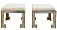 Pair of French Mirror and Brass stools