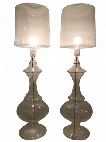 A Pair of Hand blown Glass Table Lamps