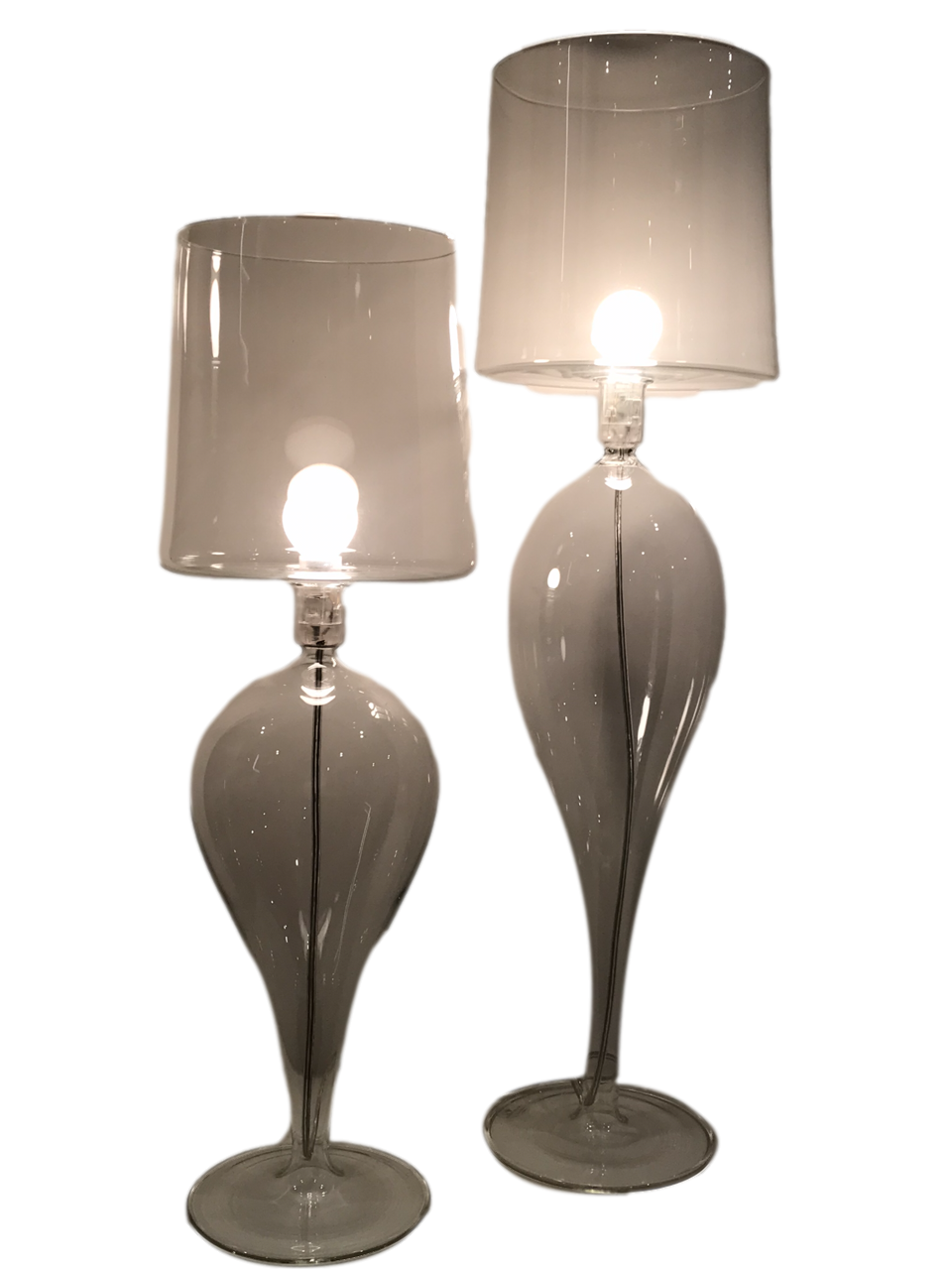 A Pair of Hand Blown Smooth Glass Table Lamps