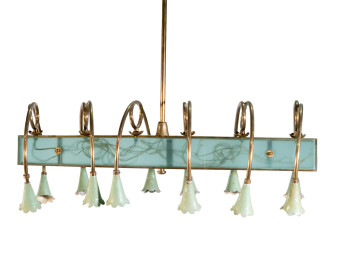 Mid-Century Brass and Glass Chandelier by Pietro Chiesa