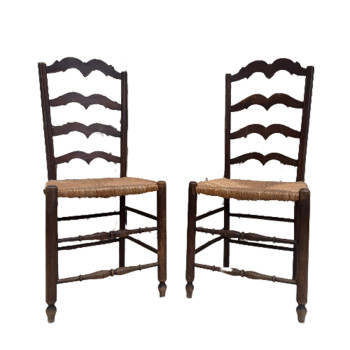 Pair of Ladder Back French Oak Chairs
