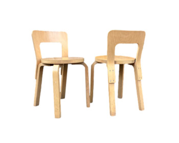 Pair of Model 65 Dining Chairs by Alvar Aalto