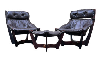 Pair of Luna Armchairs and Footstool