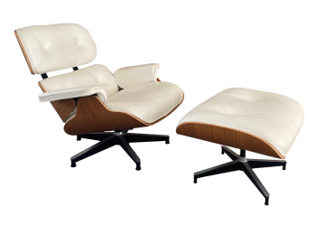 Eames Off White Lounge Chair & Ottoman