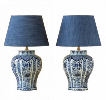 Pair of Table Lamps from Vintage Delft Boch Frères Keramis J.J and Gino