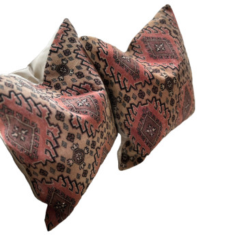 Pair of Cushions in Pinks and Browns