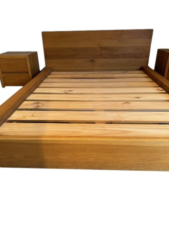 Queen Size Bed Frame and Two Bedside Tables Set