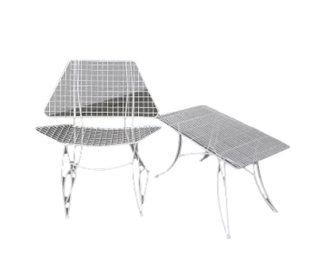 White Outdoor Coffee Table and Chair Set