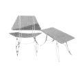 White Outdoor Coffee Table and Chair Set