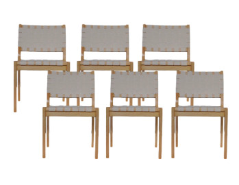 Set of Six Dining Chairs in Natural and Table by Alvar Aalto